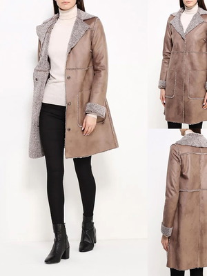 Benetton faux shearling long coat like new, size S-M