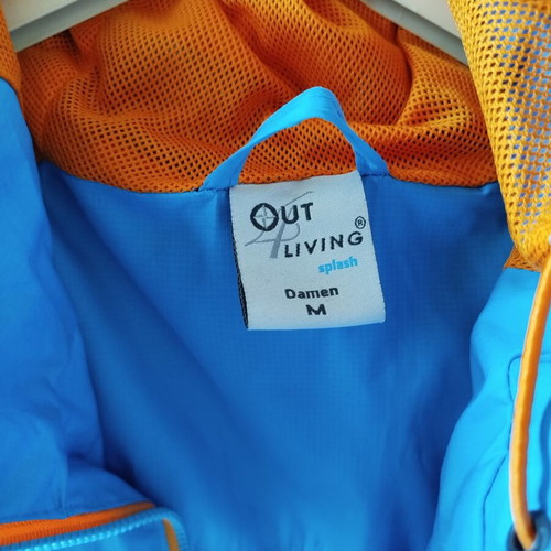 Out Living Splash women's windbreaker rain jacket, size M, blue and orange