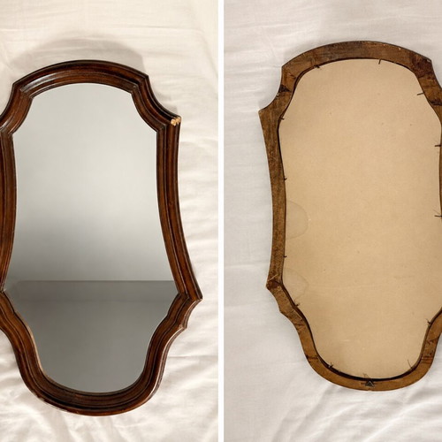Vintage wooden wall mirror 63 × 37 cm used
