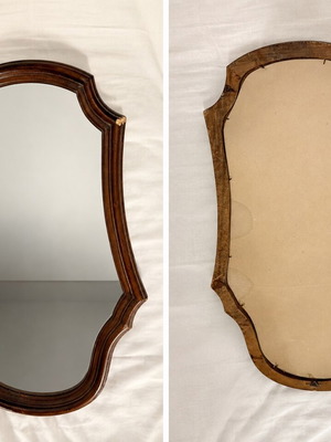 Vintage wooden wall mirror 63 × 37 cm used