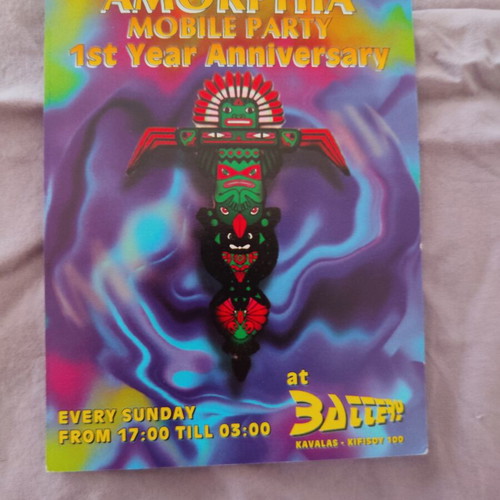 Vintage Rave Flyer 1996 Amorphia Mobile Party 1st Anniversary like new