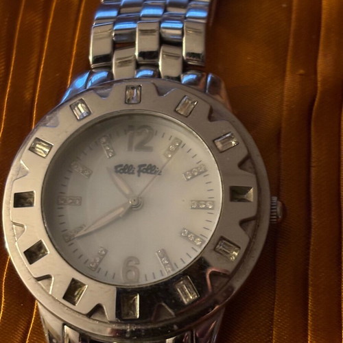 Folli Follie women's silver stainless steel watch with zircon like new