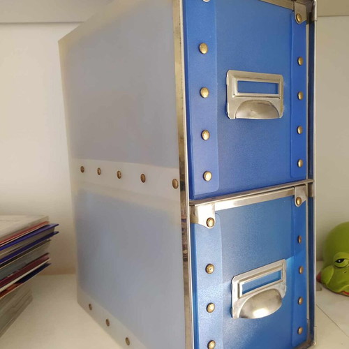 Double CD drawer unit like new, blue translucent PVC