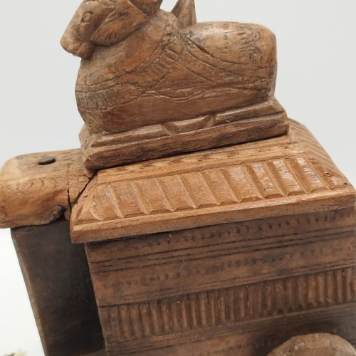 Nandi figure used Indian wooden box made of mango wood