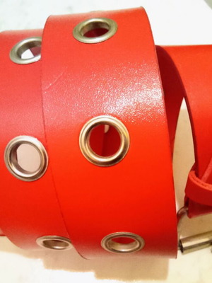 Women's red belt like new, length 105 cm, faux leather
