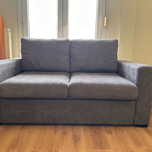 Sofa two-seater with storage and three-seater sofa bed, gray, like new