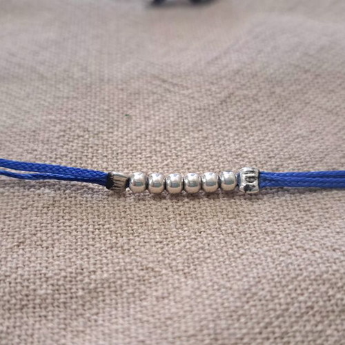 Minimal Necklace with Double Blue Cord and 925 Silver Beads like new