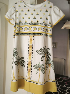 Mayoral dress No 9 white yellow like new, size 134 cm