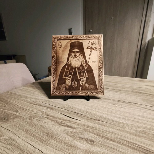 Wooden icon of Saint Luke the Physician new with embossed engraving