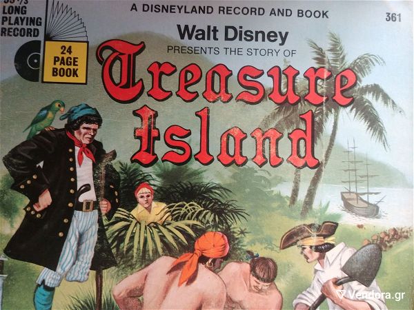  Walt Disney Presents The Story Of TREASURE ISLAND - HEAR/SEE/READ - sillektiko 1977 -diskos ke vivlio me ikones
