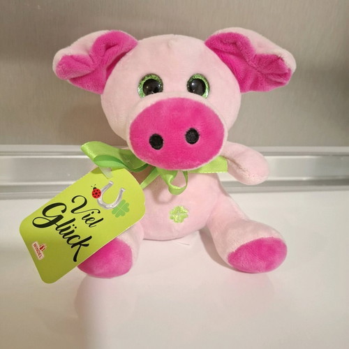 Good Luck plush pig new with horseshoe and ribbon