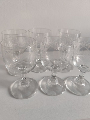 Vintage crystal liqueur glasses, set of 6
