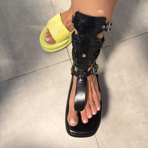Jeffrey Campbell leather platform sandals new, black