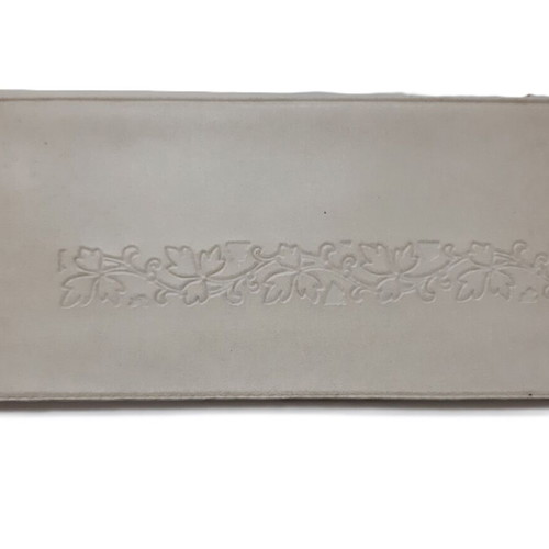 Vintage evening clutch bag used, white plastic, floral ornaments, 80s