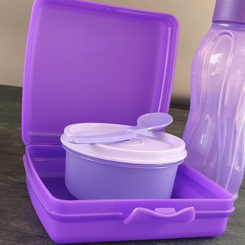 Tupperware kids set 4 pieces new, sandwich box, bowl, spoon, bottle