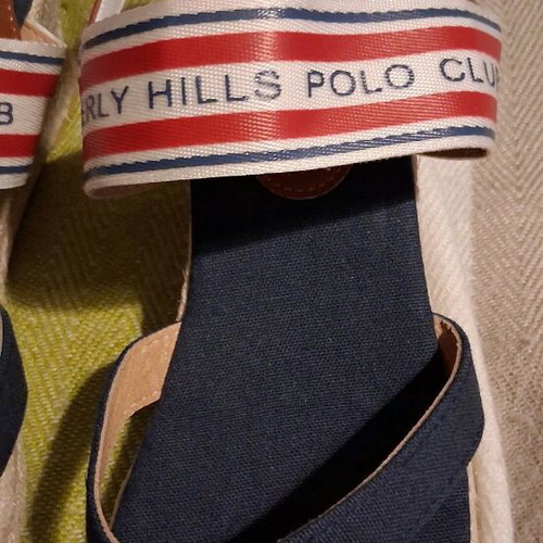 Beverly Hills Polo Club women's platform shoes new, blue with brown strap
