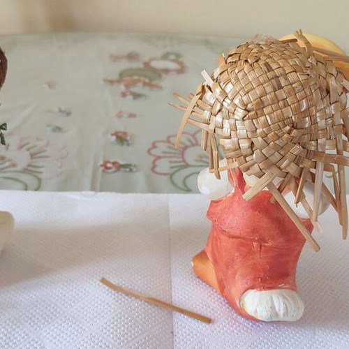 Vintage handmade decorative clay duck set, 15cm
