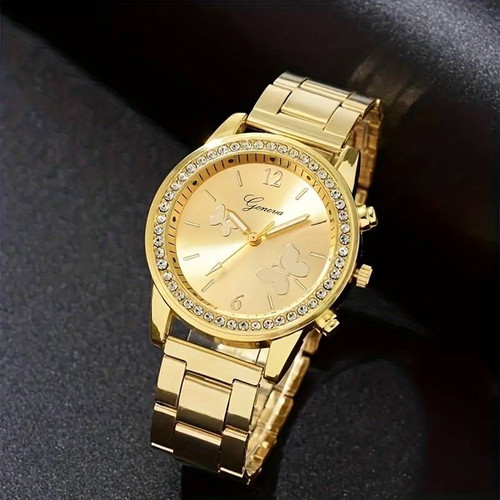 Gold watch and 5 elegant jewelry pieces set new