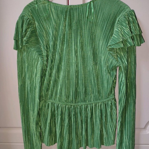 Zara pleated blouse new, green, size S