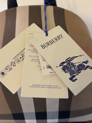 Burberry Jeff κλασικό καρό σακίδιο πλάτης καινούργιο, καμβάς και δέρμα