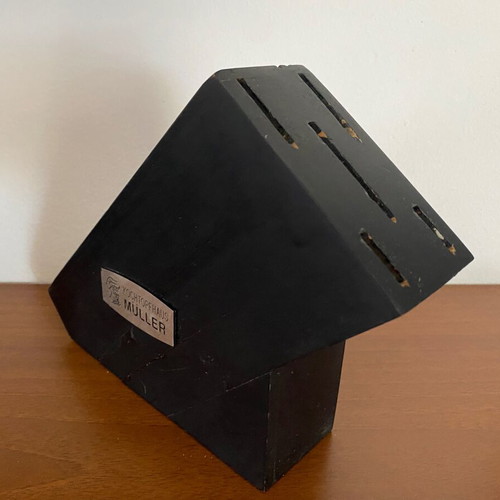 Wooden knife block Kochtopfhaus Müller used, heavy quality German brand