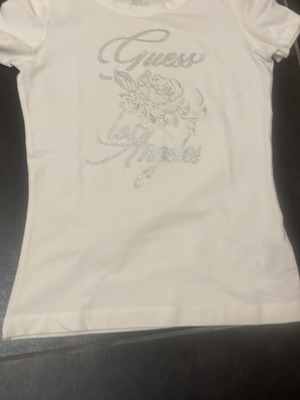 Guess White Women's T Shirt with Rhinestones New, Size M