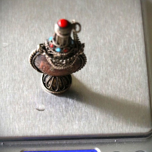Tibetan Flask new copper with semi-precious stones