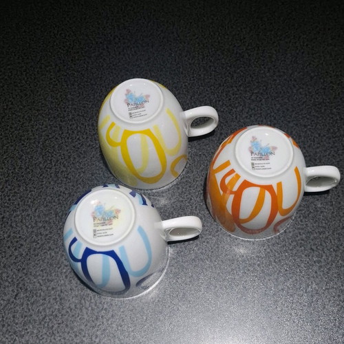 Papillon by Inhesion set of 3 porcelain cups new, modern design
