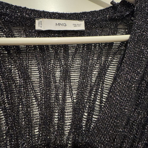 Mango crochet-style cardigan like new, black and silver