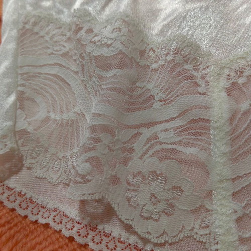 White satin babydoll with lace L/XL new
