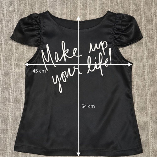 Spell black satin top with puffed sleeves size M like new