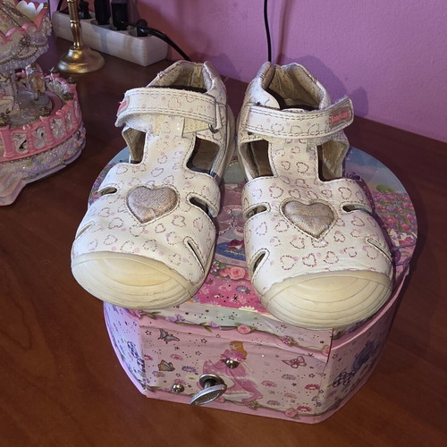 Biomechanics baby shoes size 24 white pink with glitter like new