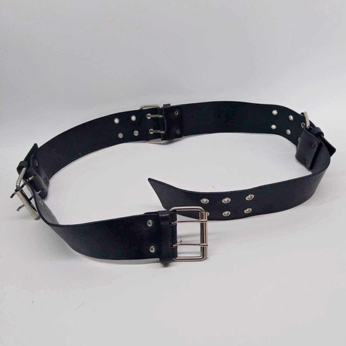 Rocker leather belt like new, black with four metal buckles
