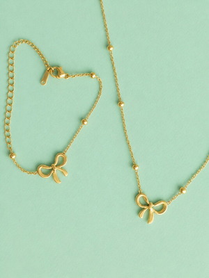 Women's Necklace and Bracelet Set stainless steel, new, gold tone