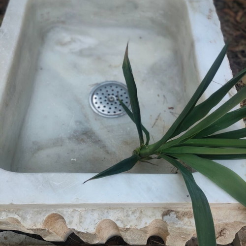 Marble sink basin used, white Penteli marble