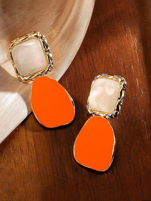 Thomas Sabo stainless steel earrings orange and gold new
