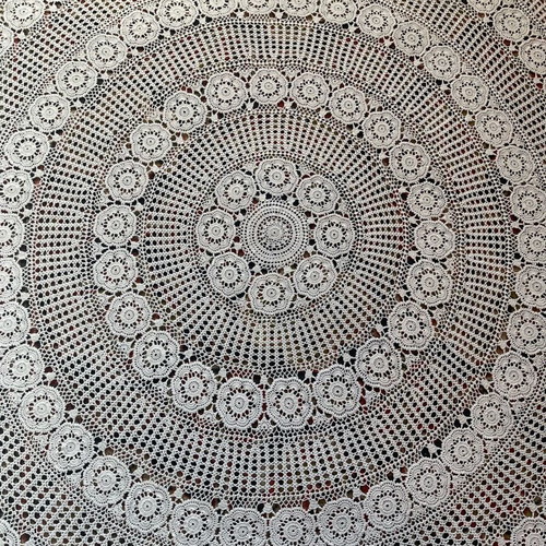 Handmade crocheted round tablecloth like new