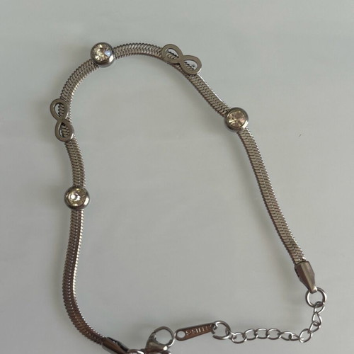 Steel bracelet new, silver with rhinestones and infinity