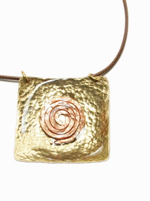 Energy pendant new handmade from brass and copper