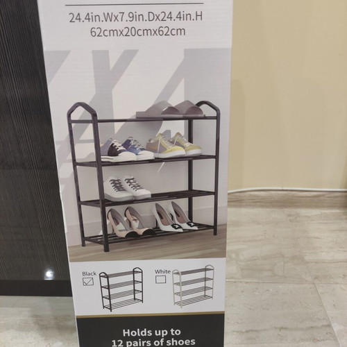 Shoe rack new, steel tube construction for 12 pairs, black