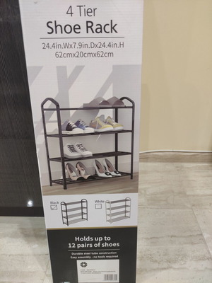 Shoe rack new, steel tube construction for 12 pairs, black