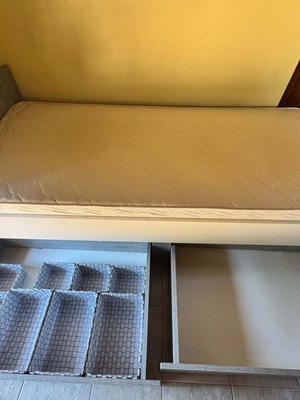 Single bed with mattress and storage, 100x200 cm