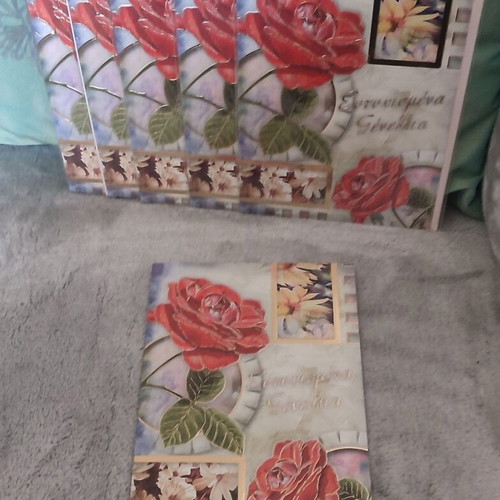 Happy Birthday Roses cards set of 7 with gold foil, like new
