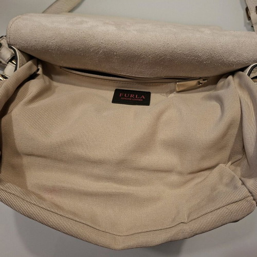Furla leather bag like new, ivory with gold details