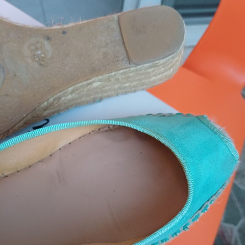 Viguera women's summer espadrille platform peep toe shoes used, mint