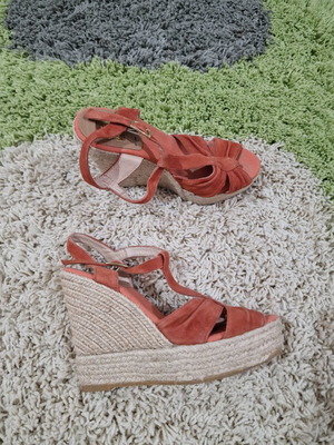 Kanna genuine suede women's wedge platform sandals size 38, like new