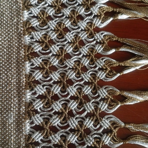 Handmade embroidered table runner with fringes, new