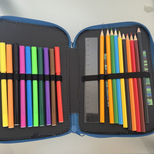 Paw Patrol double pencil case with markers and crayons, new