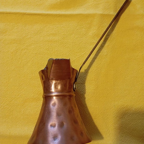 Vintage Handcrafted Copper Briki with Hammered Design used