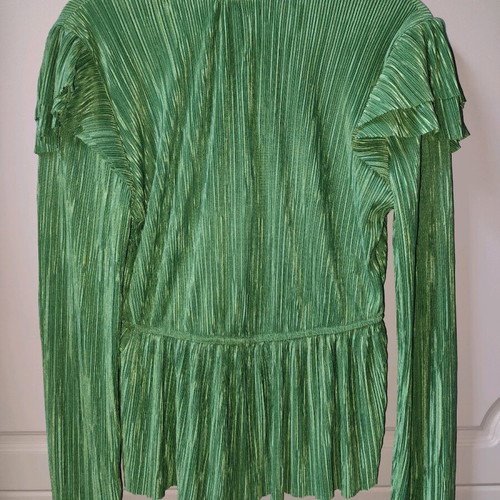 Zara pleated blouse new, green, size S